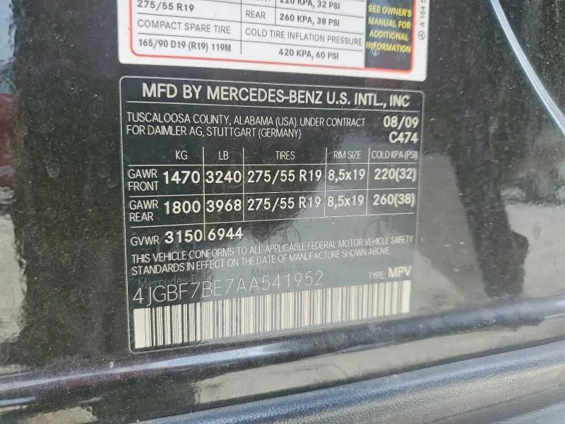 2010 MERCEDES-BENZ GL 450 4MATIC  