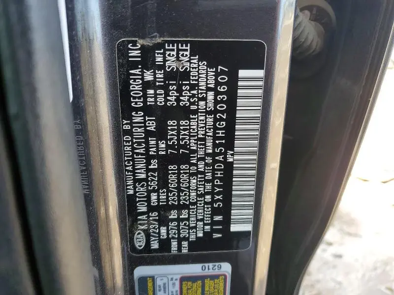 2017 KIA SORENTO EX V6  