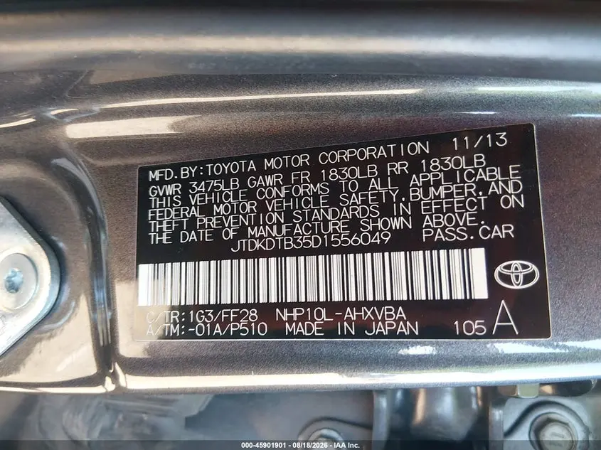 2013 TOYOTA PRIUS C TWO