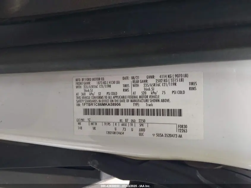 2021 FORD TRANSIT-250  