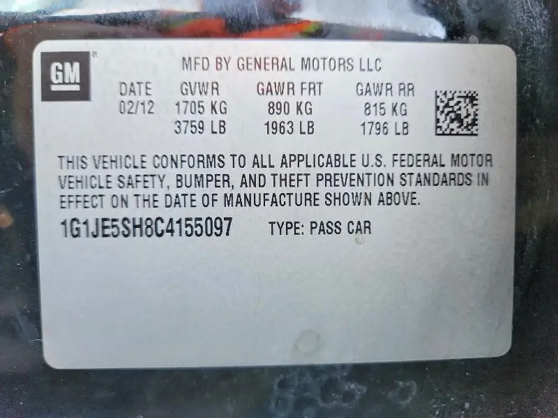 2012 CHEVROLET SONIC LTZ  