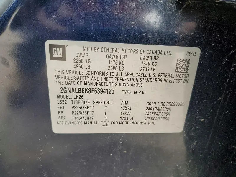 2015 CHEVROLET EQUINOX LT  