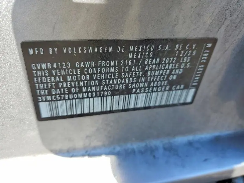 2021 VOLKSWAGEN JETTA S  