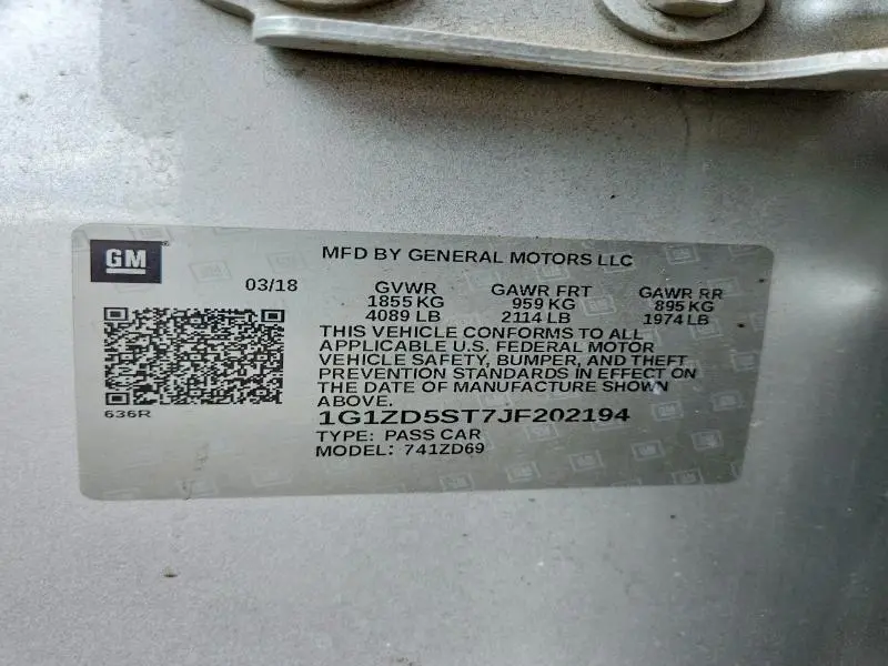 2018 CHEVROLET MALIBU LT  