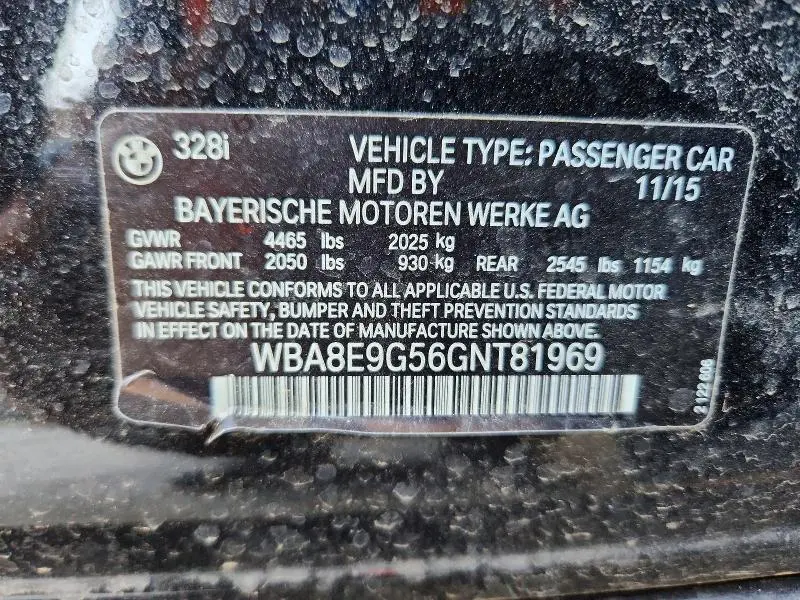 2016 BMW 328 I SULEV  