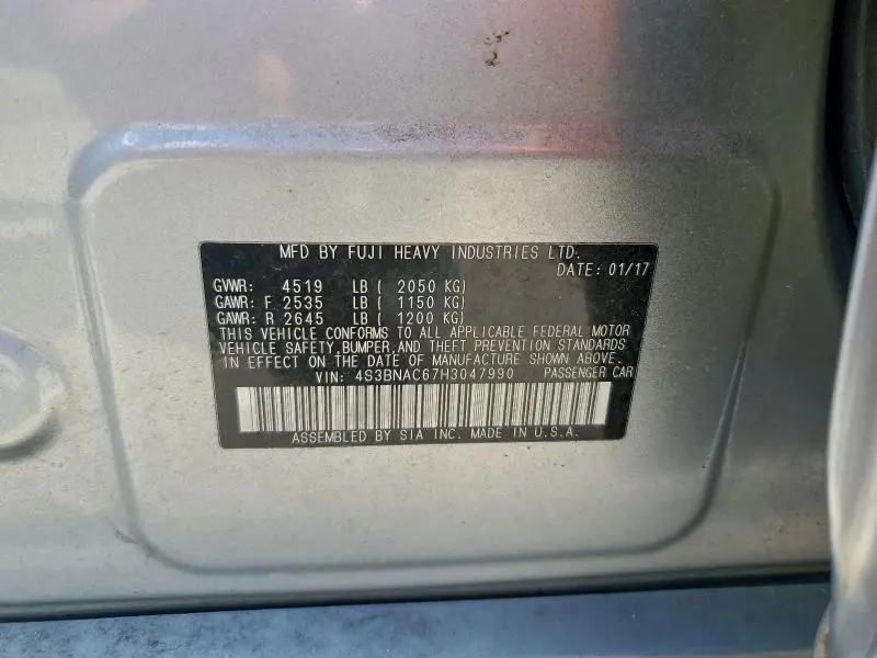 2017 SUBARU LEGACY 2.5I PREMIUM  