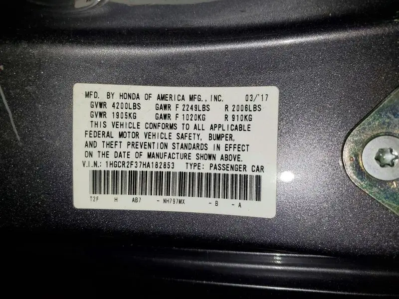 2017 HONDA ACCORD LX  