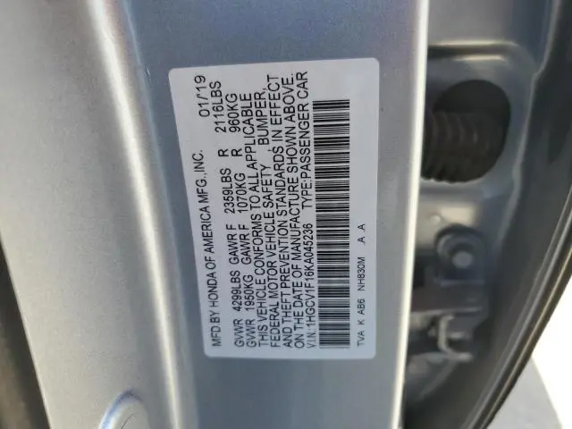 2019 HONDA ACCORD LX