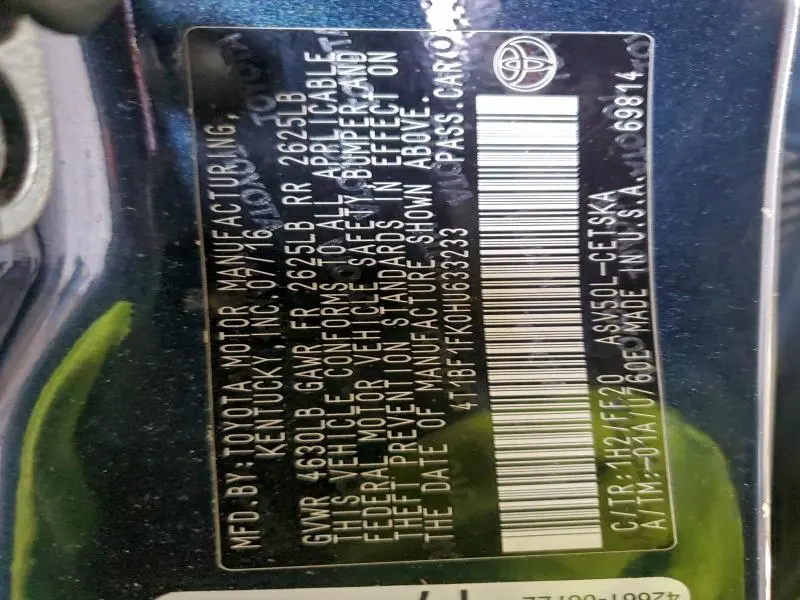 2017 TOYOTA CAMRY LE  