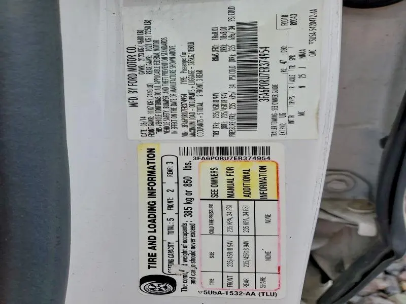 2014 FORD FUSION TITANIUM HEV  