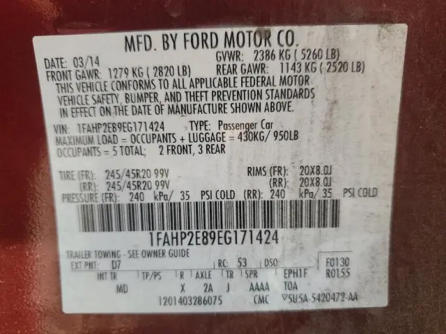 2014 FORD TAURUS SEL  