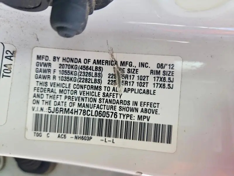 2012 HONDA CR-V EXL  
