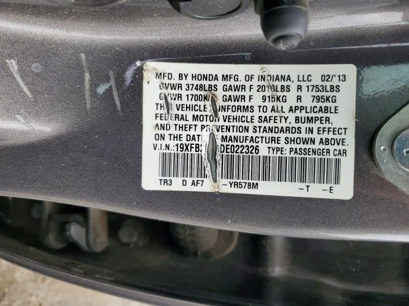 2013 HONDA CIVIC LX  