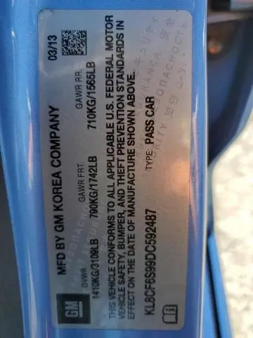 2013 CHEVROLET SPARK 2LT