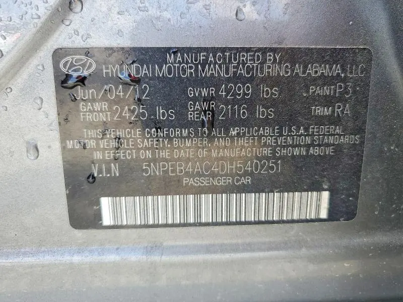 2013 HYUNDAI SONATA GLS  