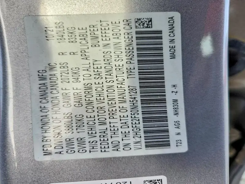 2022 HONDA CIVIC SPORT  