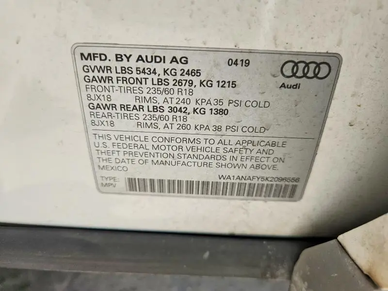 2019 AUDI Q5 PREMIUM  