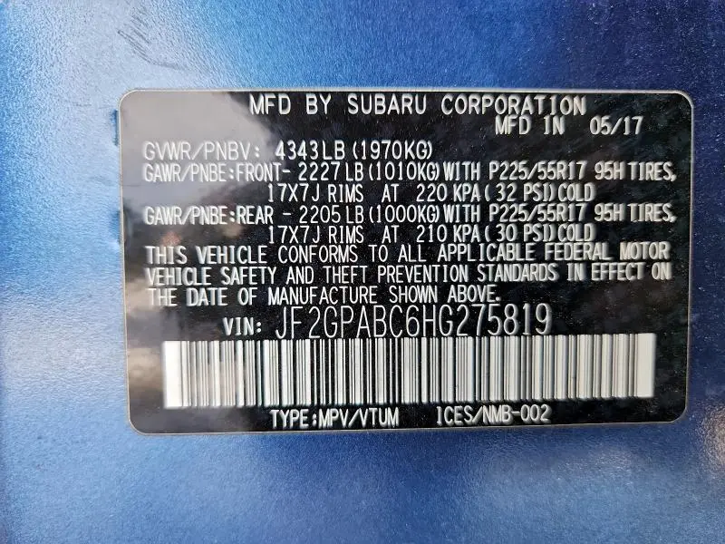 2017 SUBARU CROSSTREK PREMIUM  