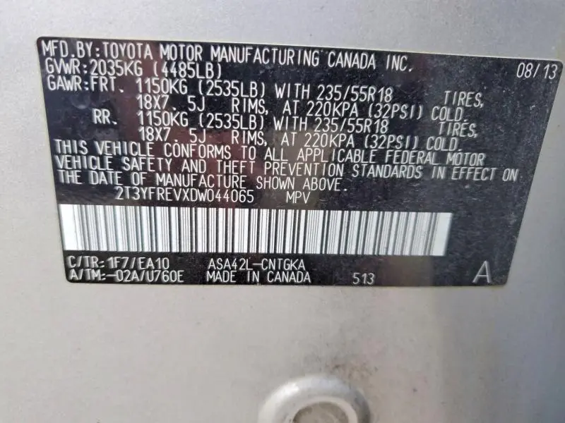 2013 TOYOTA RAV4 LIMITED  