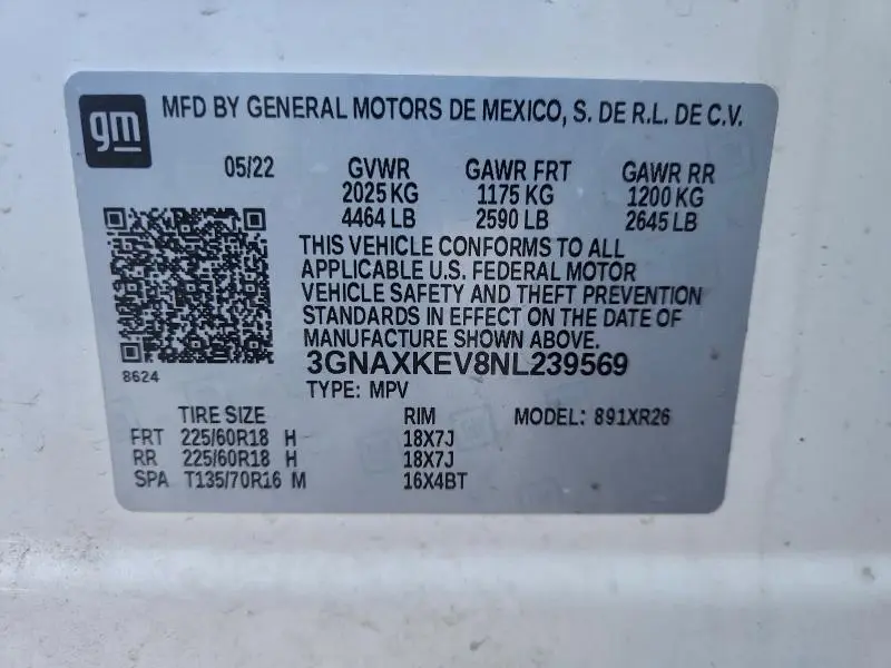 2022 CHEVROLET EQUINOX LT  