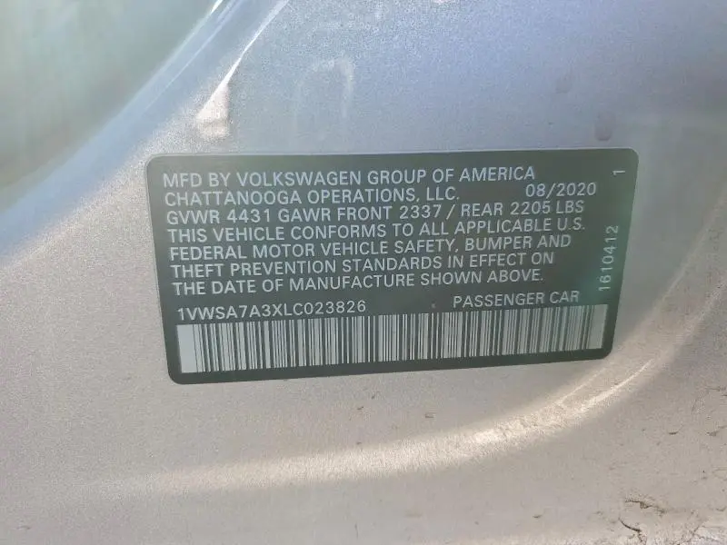 2020 VOLKSWAGEN PASSAT SE  