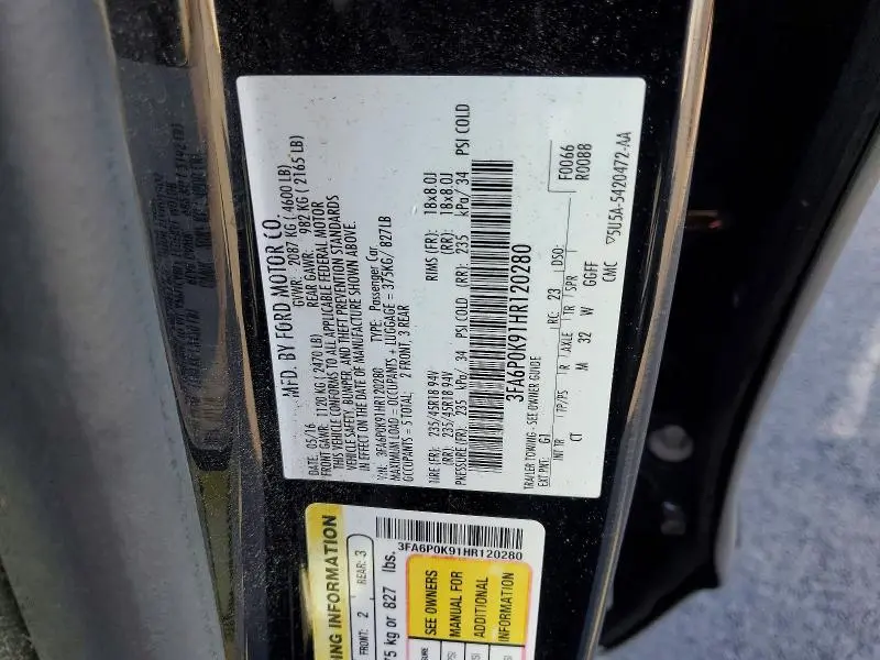 2017 FORD FUSION TITANIUM  