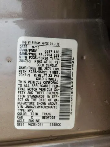 2012 NISSAN MURANO S  