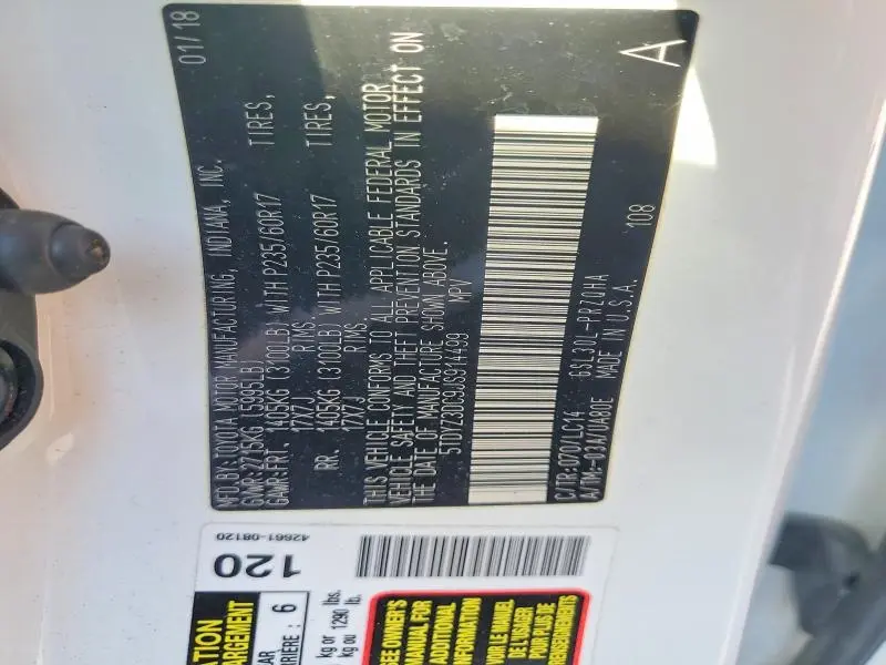 2018 TOYOTA SIENNA XLE  