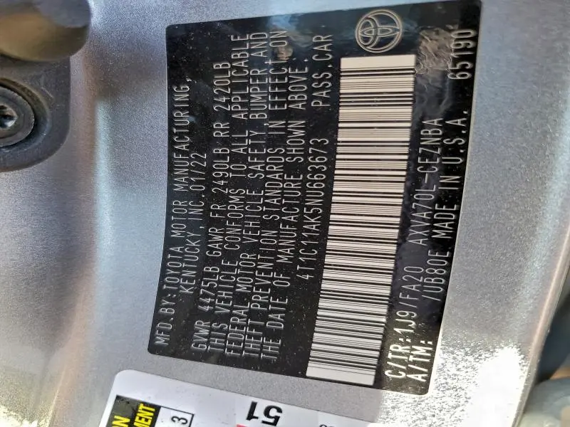 2022 TOYOTA CAMRY LE  