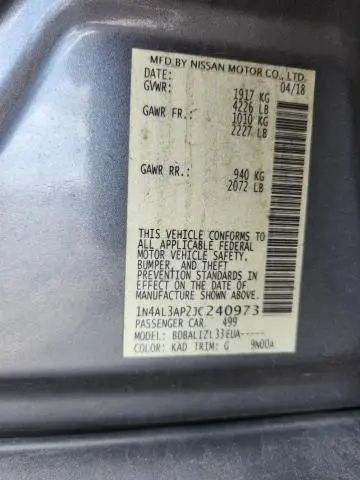 2018 NISSAN ALTIMA 2.5  