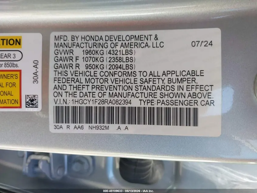 2024 HONDA ACCORD LX
