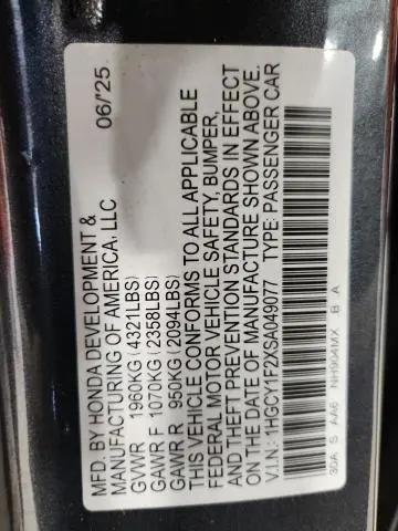 2025 HONDA ACCORD LX  