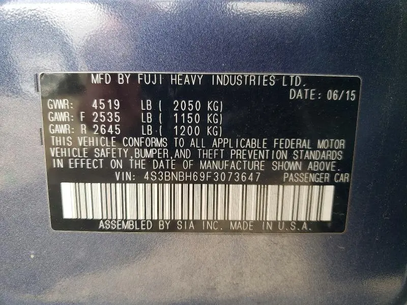 2015 SUBARU LEGACY 2.5I PREMIUM  