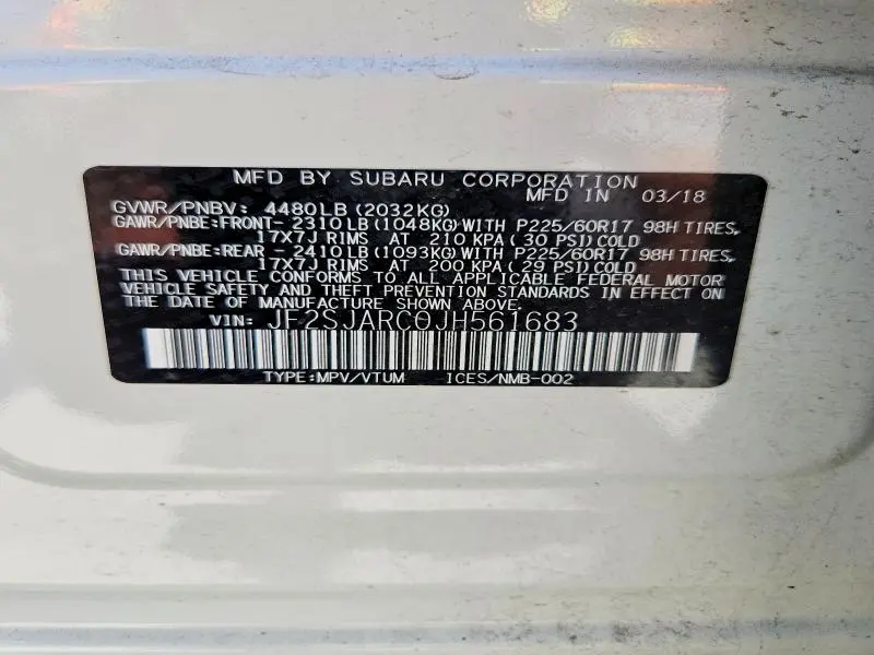 2018 SUBARU FORESTER 2.5I LIMITED  