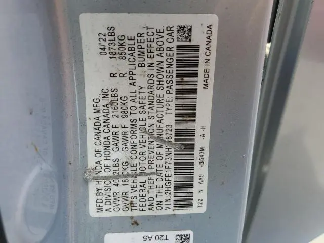 2022 HONDA CIVIC EX  