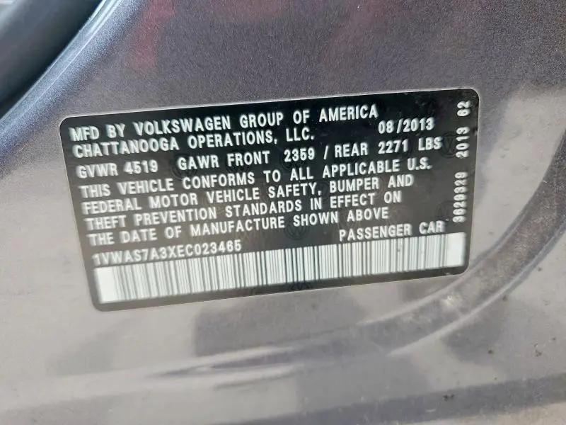 2014 VOLKSWAGEN PASSAT S  