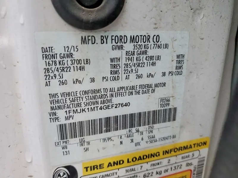 2016 FORD EXPEDITION EL PLATINUM  