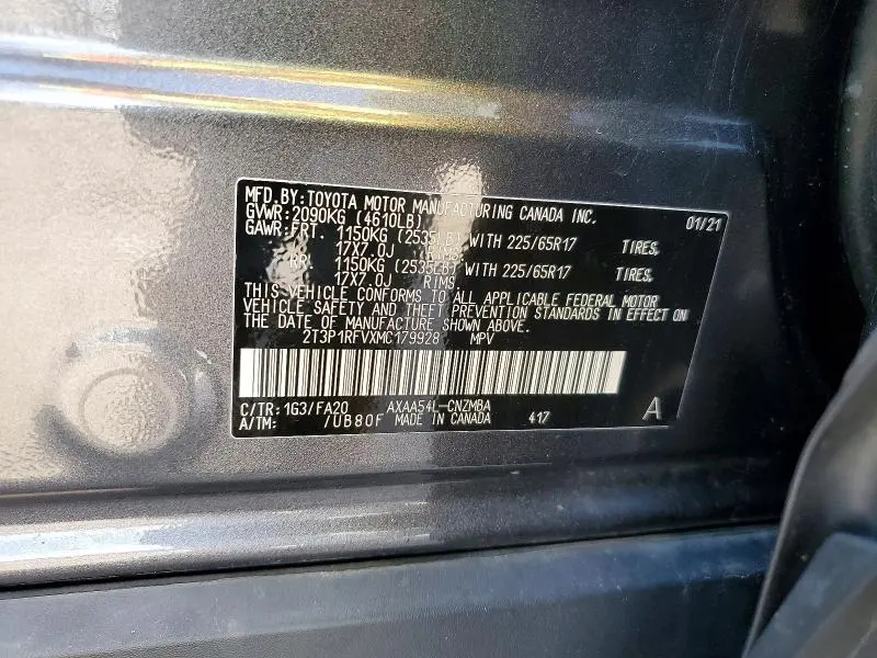 2021 TOYOTA RAV4 XLE  