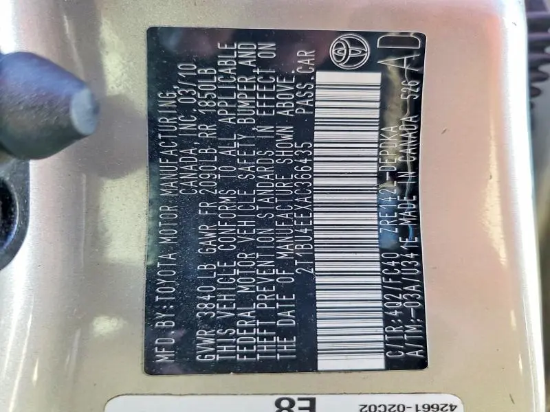 2010 TOYOTA COROLLA LE  