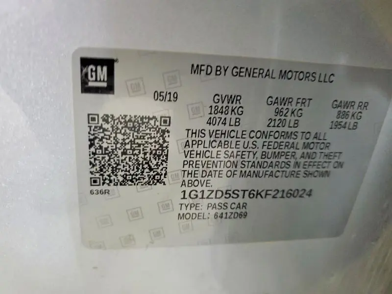 2019 CHEVROLET MALIBU LT  
