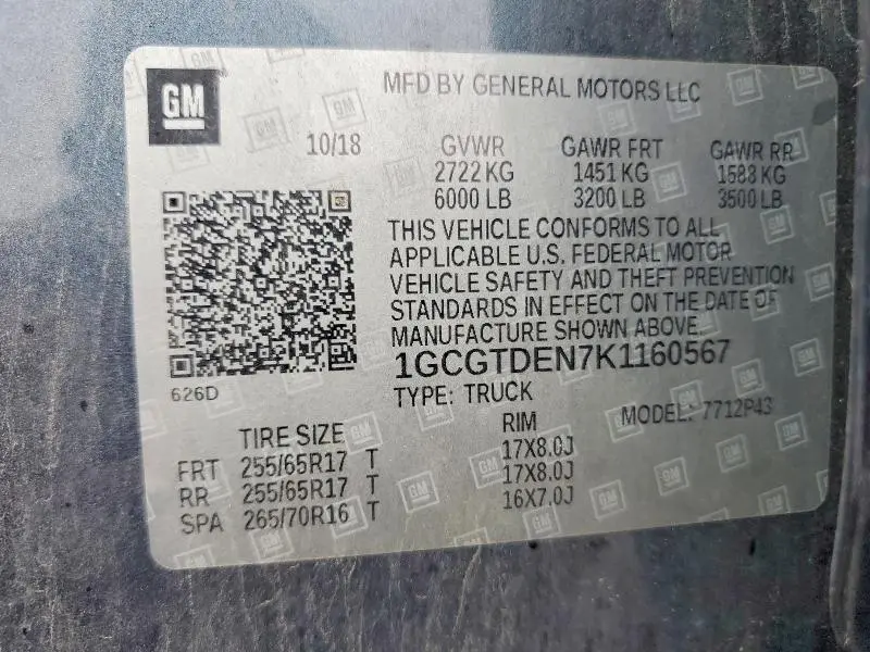2019 CHEVROLET COLORADO Z71  