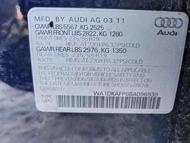 2011 AUDI Q5 PREMIUM PLUS  