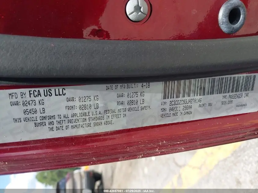 2018 DODGE CHALLENGER SRT HELLCAT