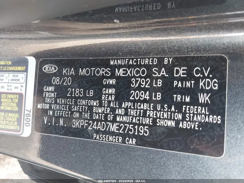 2021 KIA FORTE FE
