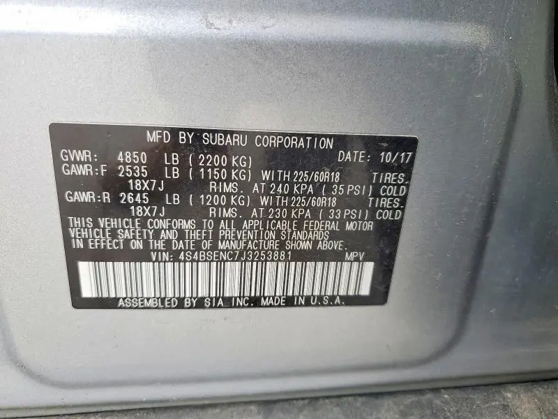 2018 SUBARU OUTBACK 3.6R LIMITED  