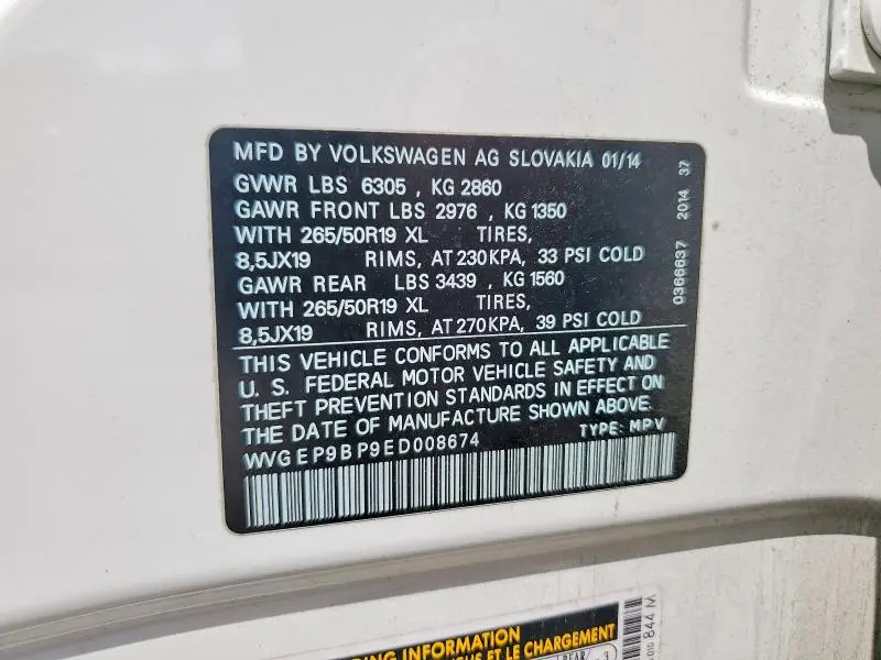 2014 VOLKSWAGEN TOUAREG V6 TDI  