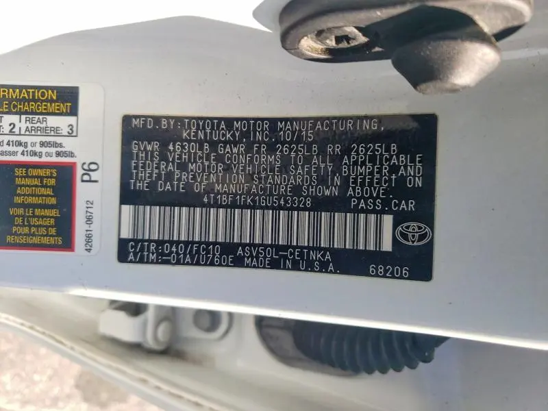 2016 TOYOTA CAMRY LE  