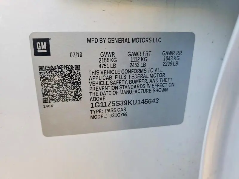 2019 CHEVROLET IMPALA LT  