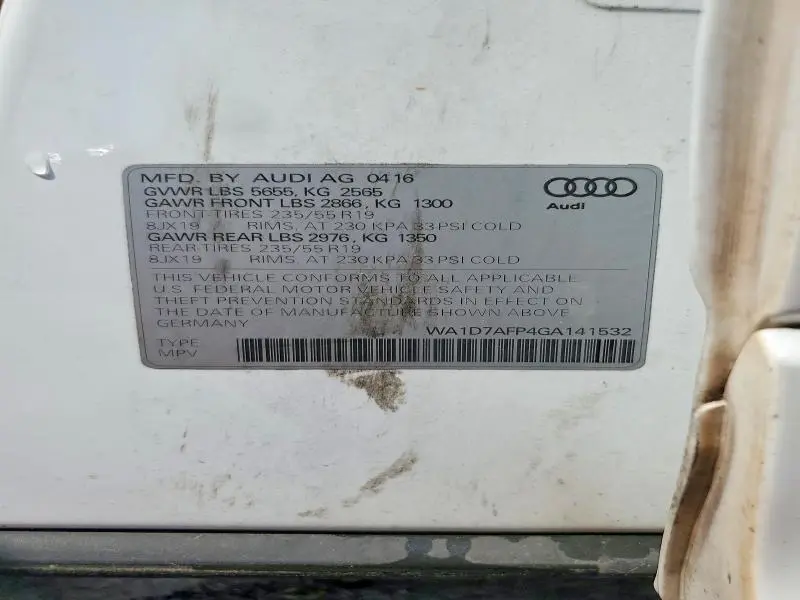 2016 AUDI Q5 PREMIUM PLUS S-LINE  