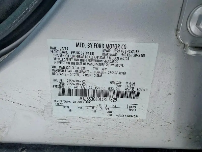 2020 FORD ECOSPORT SE  
